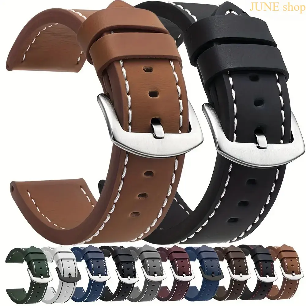 Retro Leather Watch Strap, Classic Smart Watch Accessory In 20Mm To 22Mm Compatible With Galaxy Watch 6 5 4 Active 2 3 For Sports Outdoor Business Daily Casual Wear