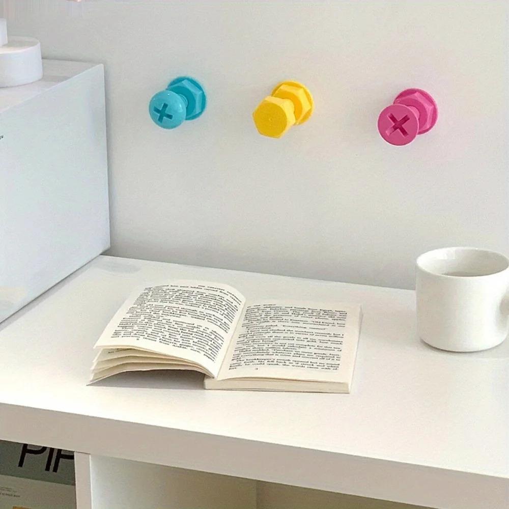 Screw adhesive hook, creative hook, wall hook, clothing hook, behind-the-door hook, strong adhesive, no drilling required, cute children's hook