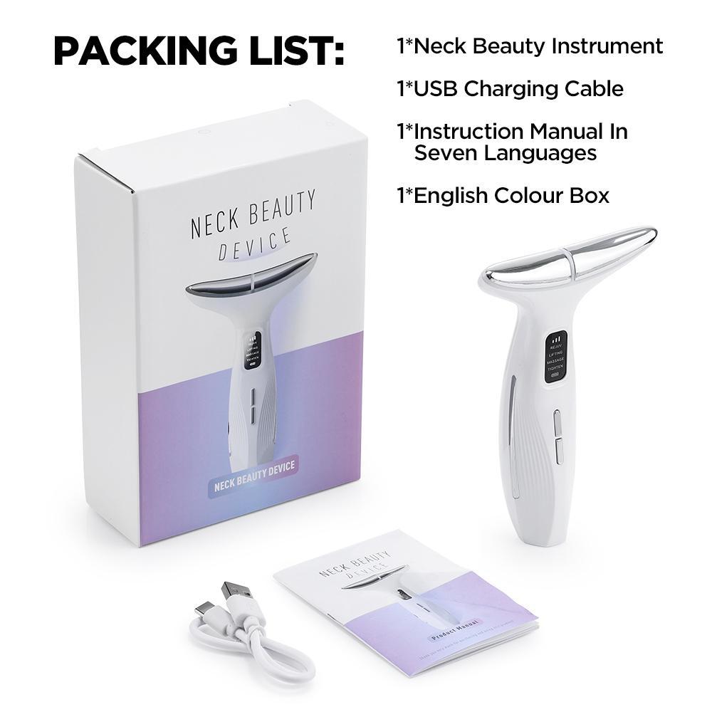 3 Colors Light Facial & Neck Massager, 4 Modes Adjustable Facial & Neck Massage Tool, Professional Skin Care Tool for Women