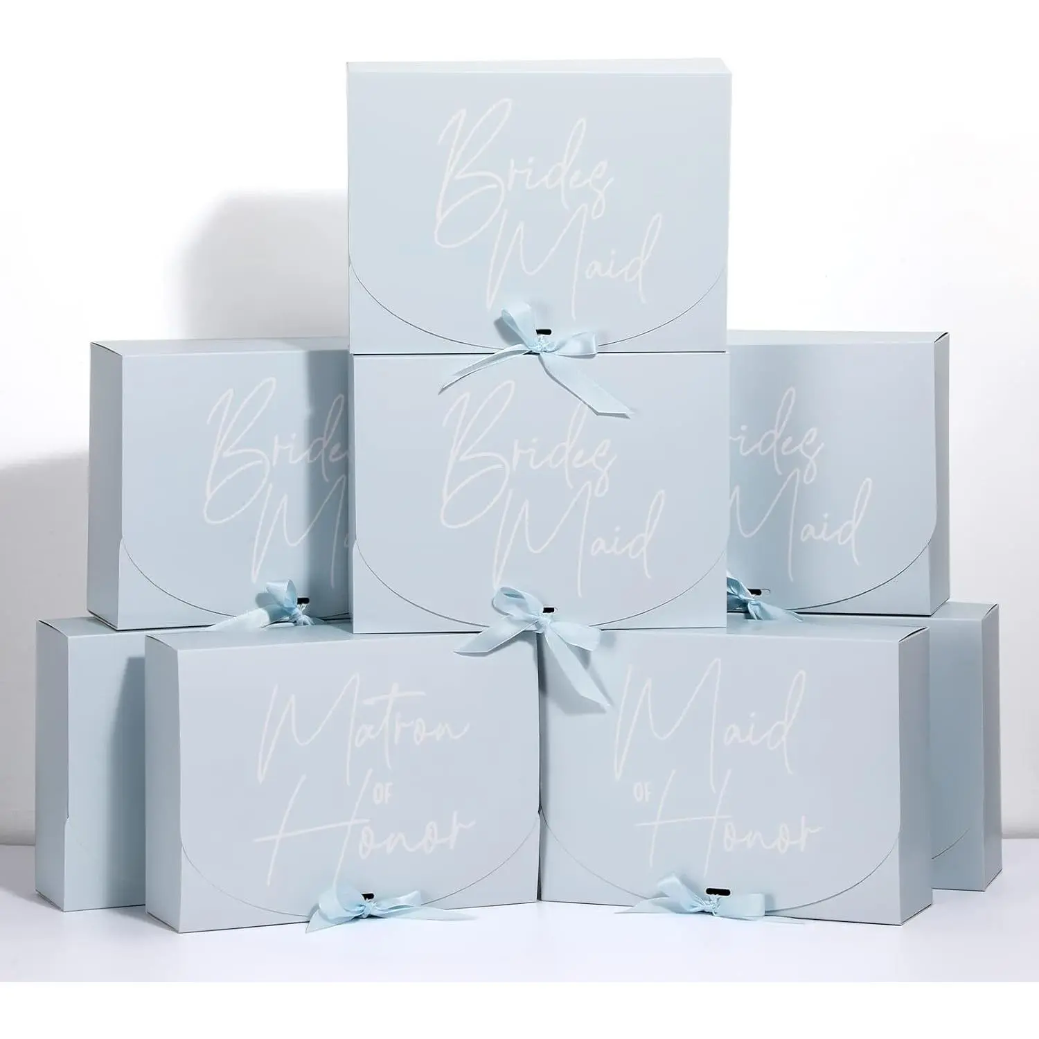 8 Pack Blue Bridesmaid Proposal Gift Boxes with Ribbon 7.87 x 10.6 Inch Will You Be My Maid of Honor Bridesmaid Boxes for Wedding Bridal Shower Packaging Supplies Birthday Party Favors