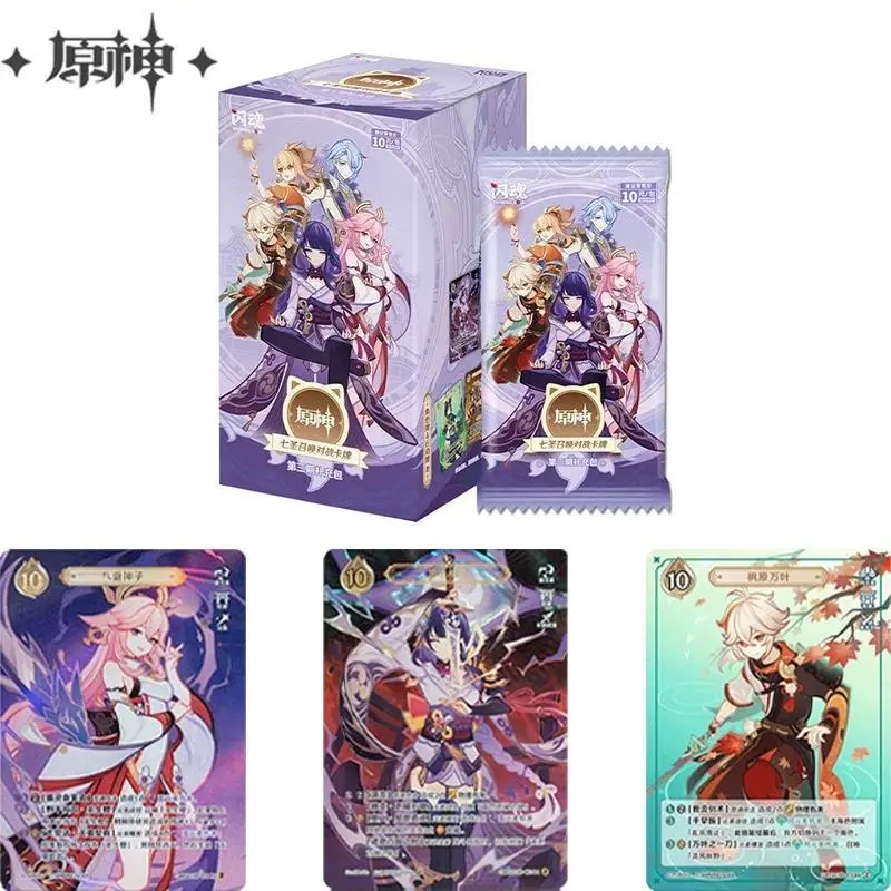 Original Genshin Impact Card Stage III Genius Invokation TCG Battle Card Hu Tao Zhongli Anime Game Collection Cards Kid Toy Gift