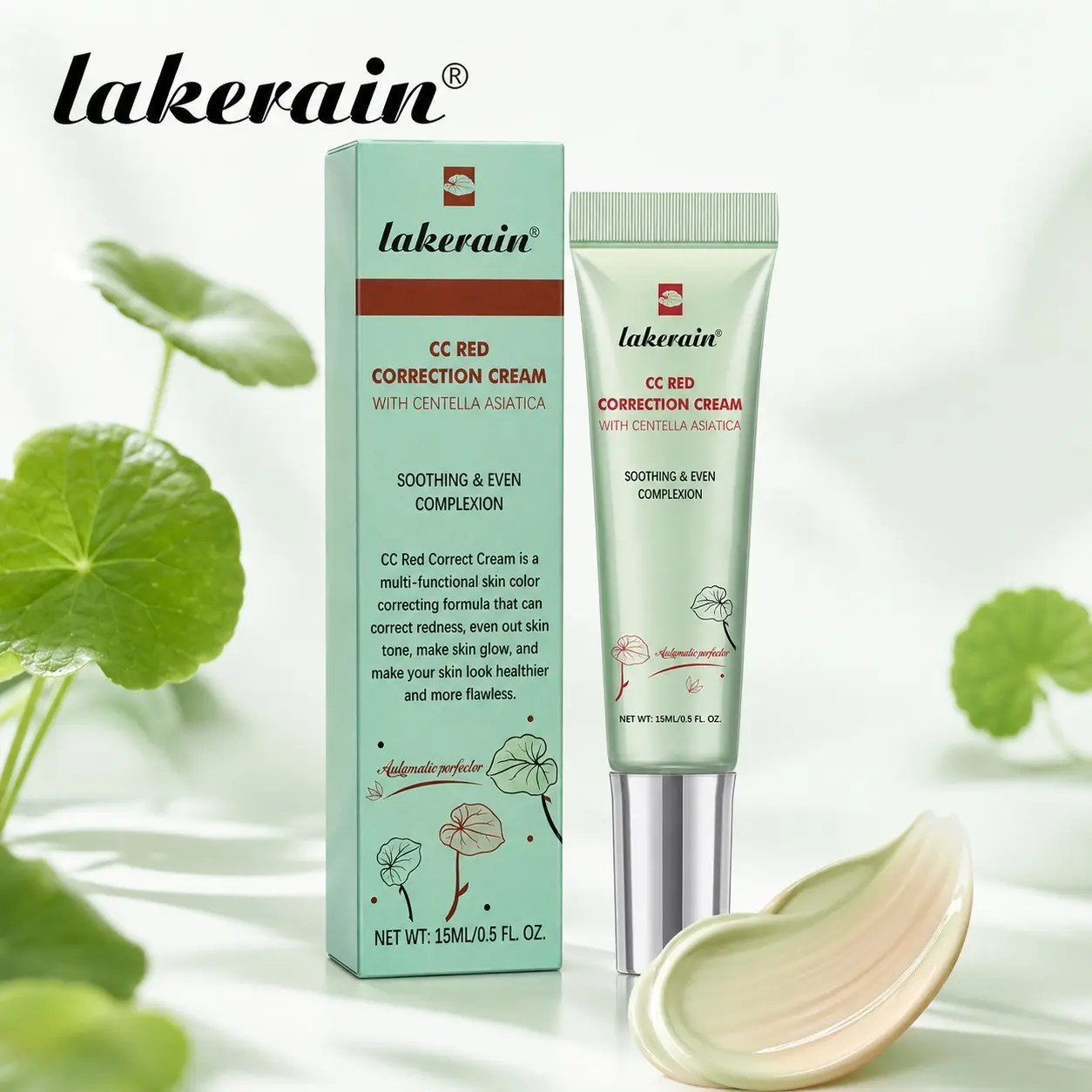lakerain CC Red Correction Cream, Advanced Centella Asiatica Formula, Soft-Focus Velvet Finish, Achieve a Refined Even Complexion