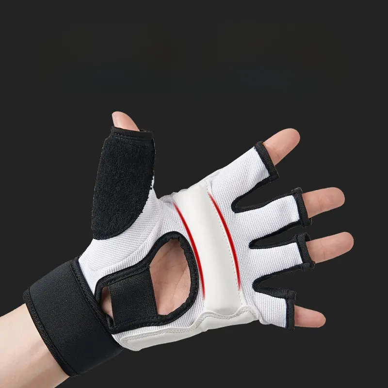 Unisex PU Leather Half-Finger Sports Gloves with Height-Based Wrist Support for Adult MMA, Boxing Training