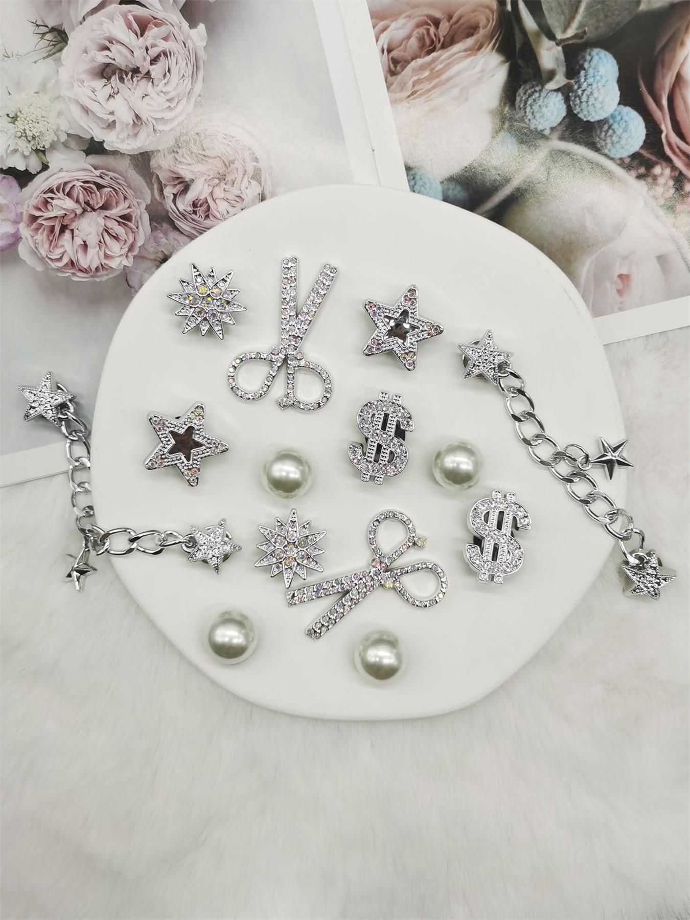 Cute Star & Chain Design Shoe Charms, Footwear Charms, Rhinestone ...