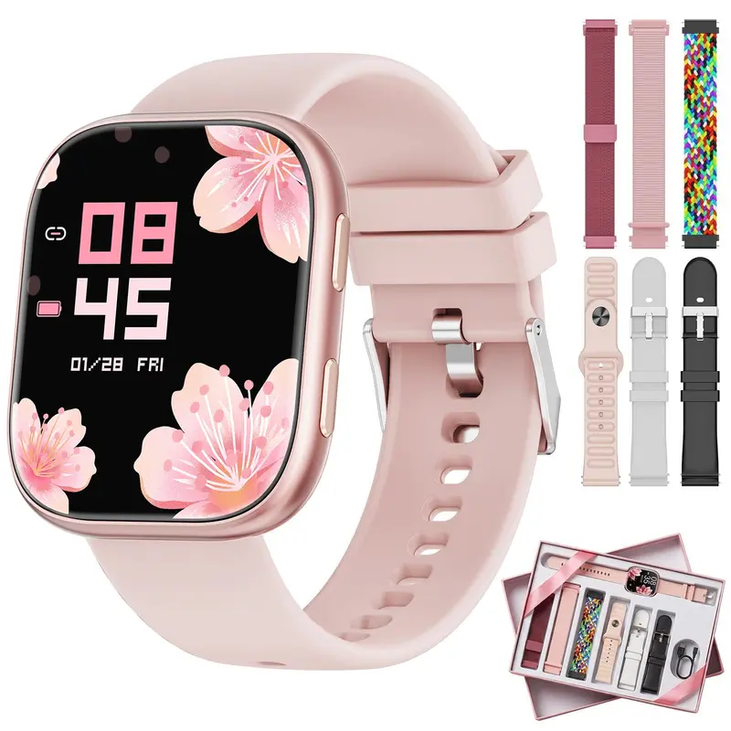 2026 Women's Smartwatch Gift Set 1.83-inch Touchscreen Display Answer/Make Calls 100+ Sports Modes Message Alerts DIY Customizable Watch Faces Wearable Device, Smart watch, Compatible with Android & iOS Gift for Wife Gift for Girlfriend, Wristwatch