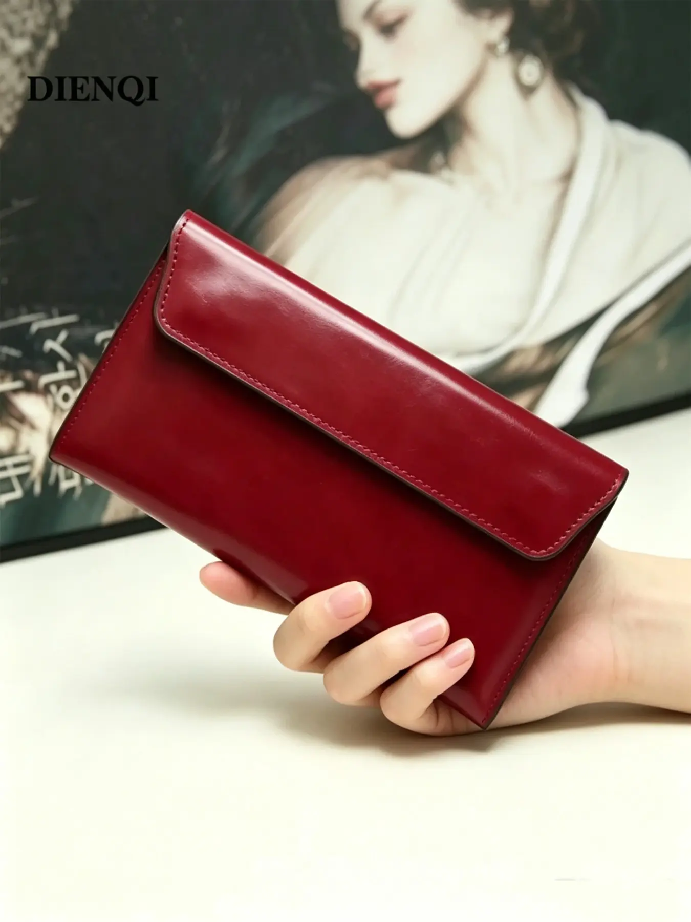 Elegant Genuine Leather Long Envelope Wallet for Women, Large Capacity Clutch Purse with Multi Card Slots, Stylish Fashion Wallet for Women, Exquisite Wallet