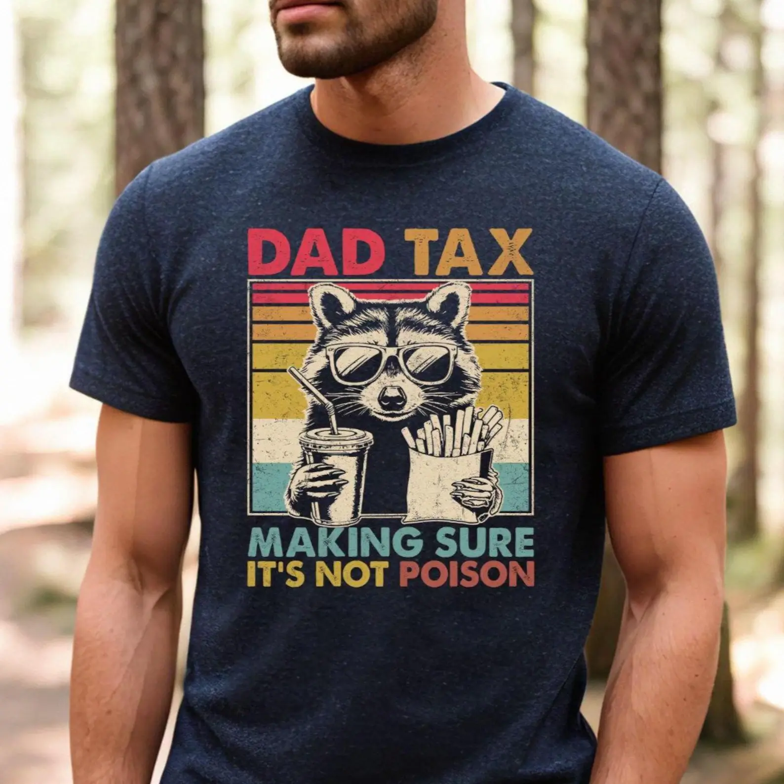 Dad Tax Raccoon Funny Father’s Day Tee Vintage Loose Short Sleeve T-shirt