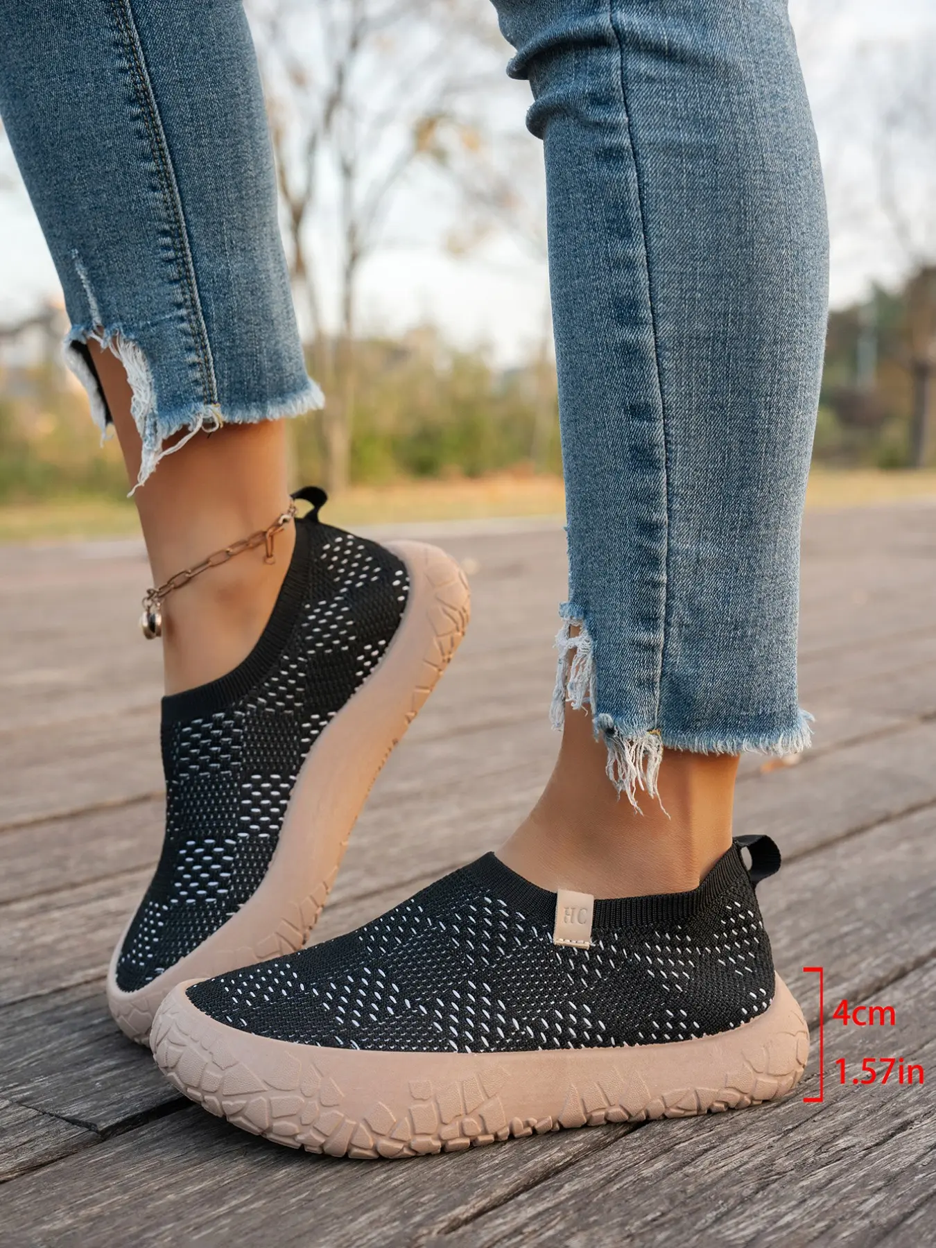 Speckled Flyknit Thick Sole Lazy Shoes, Lightweight Breathable Women's Commuter Daily Walking Shoes, Comfortable and Stylish, Trendy Walking Shoes, Casual Breathable Shoes