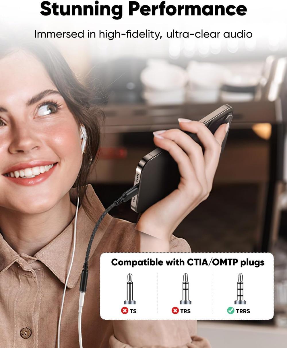 USB-C To 3.5mm Headphone Jack Adapter - Hi-Fi Sound, Plug & Play For IPhone 15, Samsung