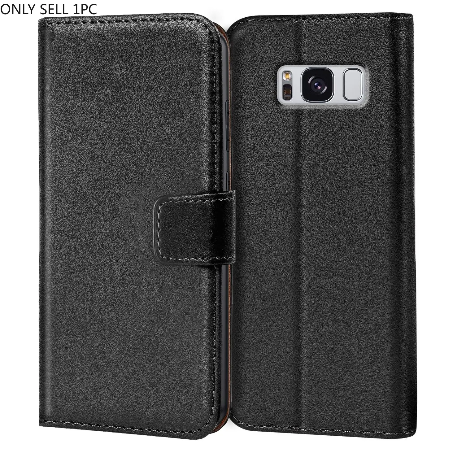Mobile Phone Case For Samsung Galaxy S8 / Galaxy S8+ Plus, With Kickstand PU Leather Card Slot Black Wallet Flip Protective Phone Case Cover