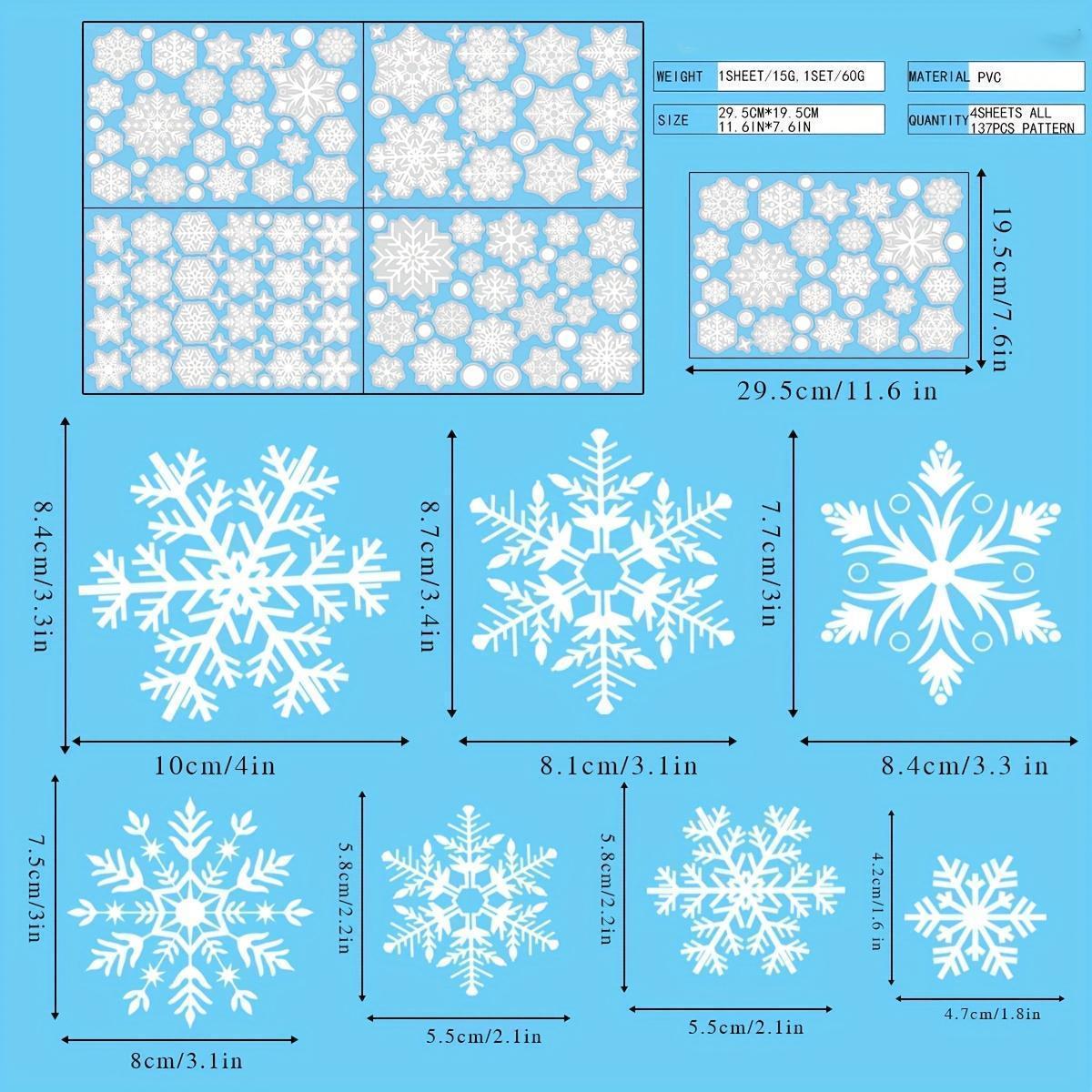 4 sheets/set Christmas Window Stickers - Static White Snowflake and Winter Decorations, Reusable Plastic Holiday Decoration