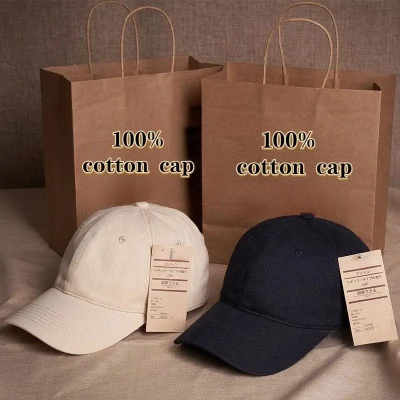 Unprinted 100% pure cotton lightweight board cap, seasonal sun protection cap, outdoor duckbill cap, Japanese style baseball cap