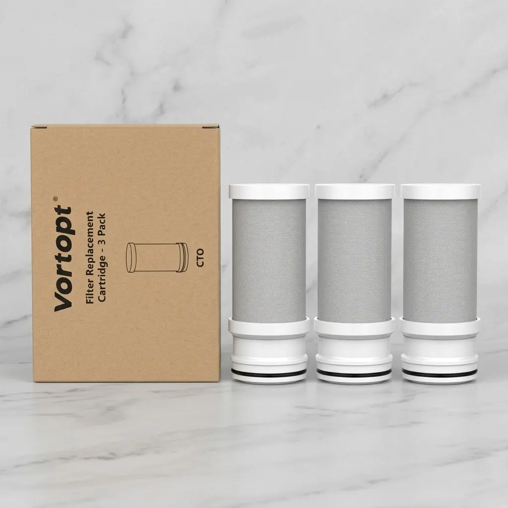 VORTOPT NSF Certified Replacement Filtration Cartridge for T1-ACF/T2-ACF/T6-CTO Faucet Water, 3-6 Months Lifetime, Reduces Chlorine, Taste and Odor T1/T2 T6-CTO Filter（Pack of 3）
