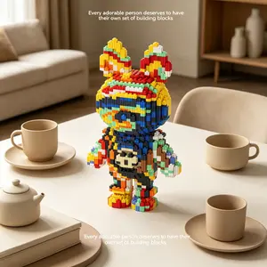 Building Block Toy Set, 25cm High Bear Construction Kit, Creative DIY Model Kit, Unisex Gift, Home Decor, Building Block Sets