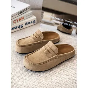 Unisex PU Leather Mule Slippers, Casual Lace-Up Design, Comfortable Breathable Rubber Sole, All-Season Wear, Medium Width, Slip On Mules(Sheets)