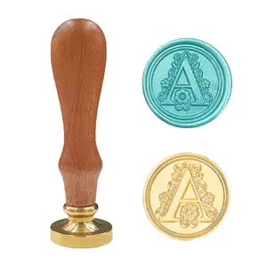 Medieval Traditional Initial Alphabet Wax Seal Stamp, Brass Head Wooden Handle Letter Stamps for Card/Envelope/Gift - (Letter A)