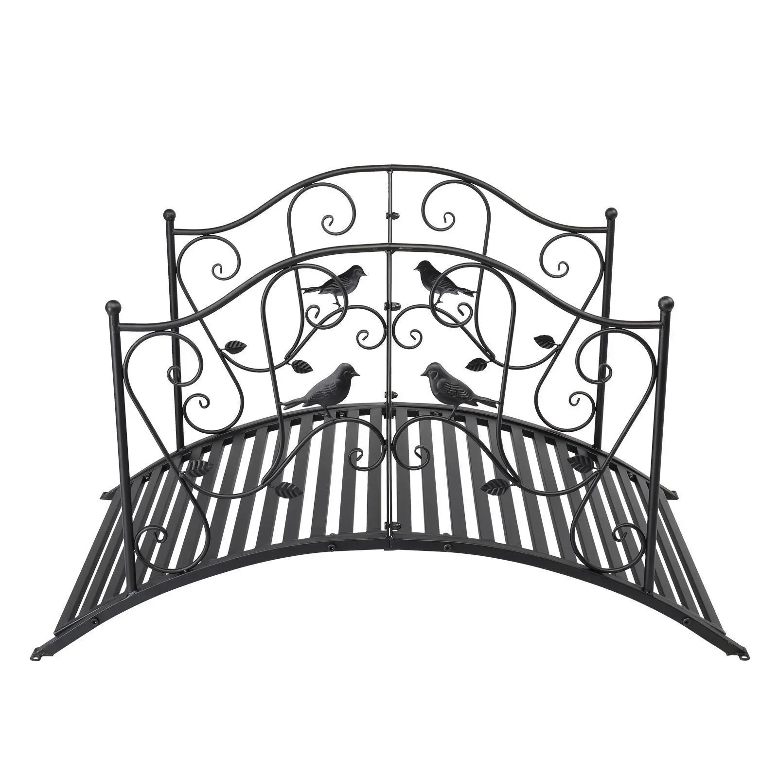 Outvita Courtyard With Bird Pattern Arched Handrail Courtyard Iron Bridge Black Summervibes