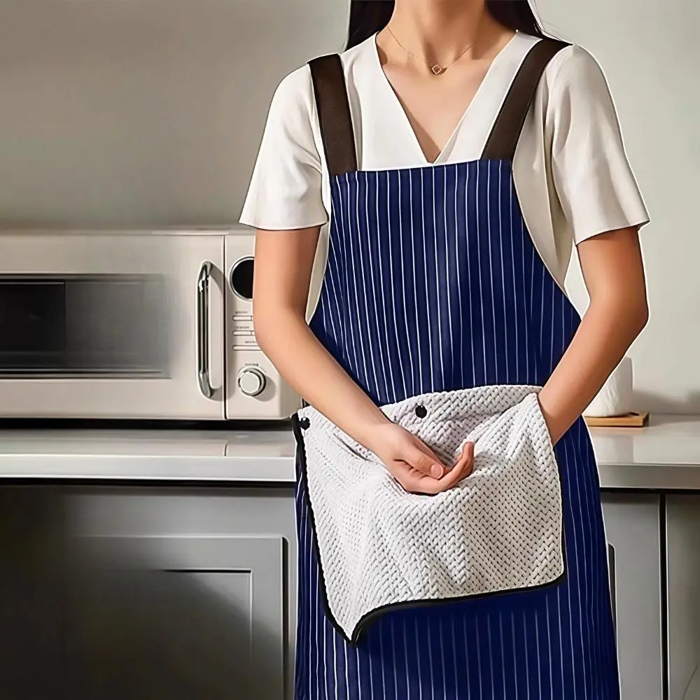 Heavyweight Cooking Apron, Modern Chic Waterproof & Stain-Resistant Bib with Detachable Design and Built-in Hand Wipes for Baking, Casual, Easy Wearing And Cleaning, Kitchen Wear, Bib Apron, Daily Cooking, Built-In Towel, Blocks Food Stains, Baking Bbq, D