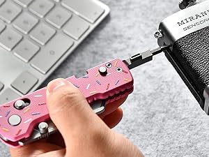 U1 Pro Multitool Folding Utility Knife with Folding Screwdriver, Quick Change Blade, Rail Lock & Pocket Clip for Men Women(Doughnut) Emergency Survival Kit Supplies