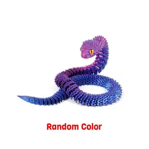 2026 New 3D Printed Snake Realistic Snake Statue Movable Joint Fidget Simulation Snake Year Desk Ornament Animal Model Gift