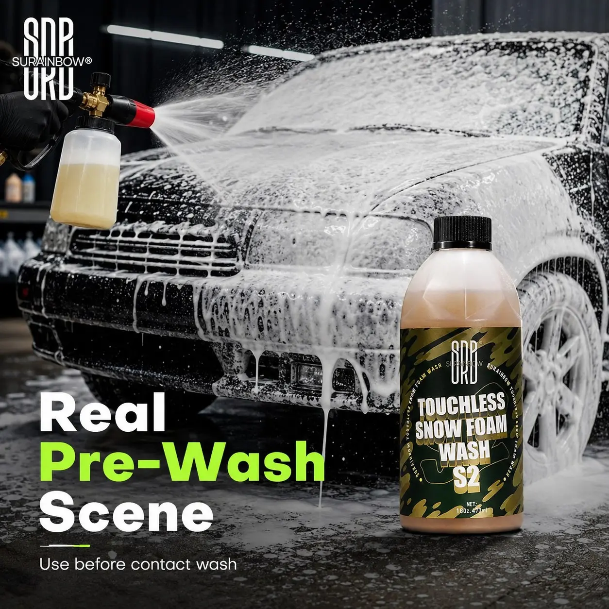 Touchless Snow Foam Wash S2, Professional High Bubble Car Wash, Dense Snow Foam, Softens Dirt and Oil, Easy Rinse, Suitable for Cars Suvs Trucks