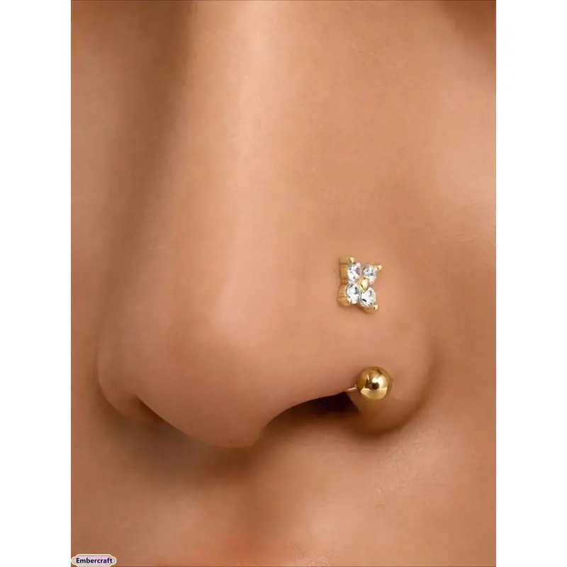 Viral Four-Leaf Clover Nose Ring Hoop, Aesthetic Lucky Charm Piercing Jewelry for Women & Men, Copper Floral Nose Hoop, Lightweight Everyday Body Jewelry, Trendy Y2K Accessory Must-Have for Daily Wear, Parties & Festivals