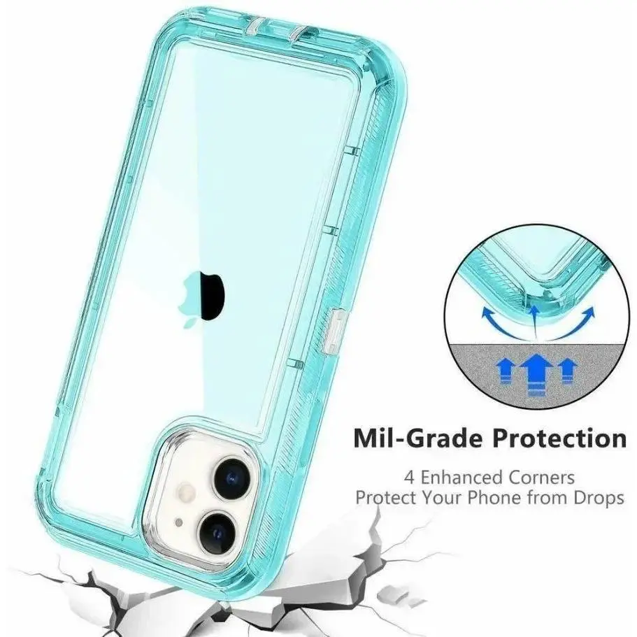 Heavy Duty 360-Degree Shockproof Dustproof 3-in-1 Silicone Smartphone Case, Handheld Shell Accessory for iPhone 17 Air/16e/16/15/14/13/12 Mini/11 Pro/XS Max/XR/8/7 Plus, Iphone 12 Mini