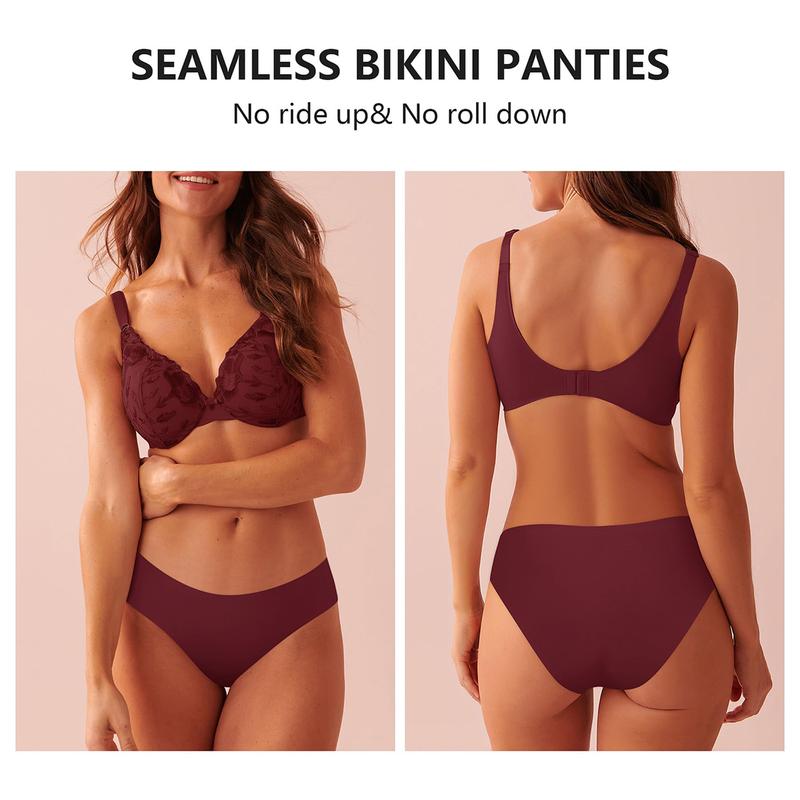 LEVAO 10 Pack Seamless Underwear for Women Lightweight Breathable Bikini Panties Silk Touch Briefs No Panty Line Underwear