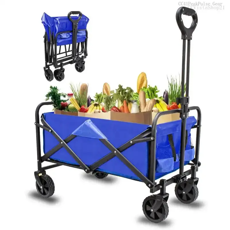 Foldable Four-wheelers, Foldable Four-wheelers With Wheels, Heavy Duty Outdoor Carts, Portable Folding Chair Storage Carts; Cart For Heavy Items, Suitable For Shopping, Sports, Camping, Gardens.CCVistaShop21CC41PeakPulse Gear