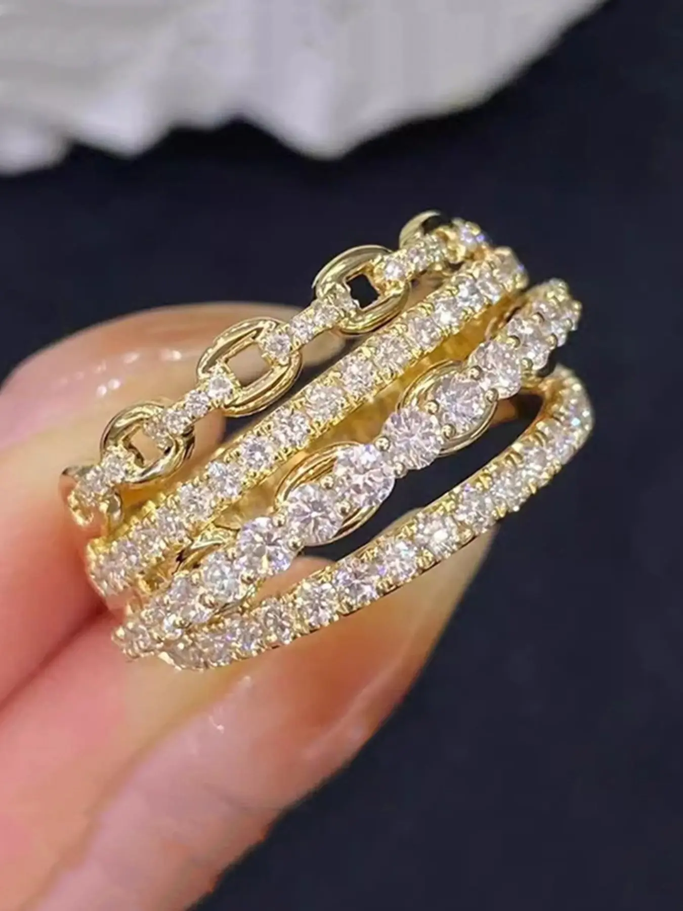 Exquisite Multi-row Infinity Rings for Women and Man Synthetic Gemstone Stackable Cuff Rings Elegant Fashion Rings Delicate Jewelry Perfect for Engagement Weddings Party, Daily Wear Anniversary Gift