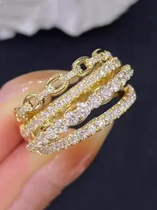 Exquisite Multi-row Infinity Rings for Women and Man Synthetic Gemstone Stackable Cuff Rings Delicate Jewelry Perfect for Engagement Weddings Party, Daily Wear Anniversary Gift