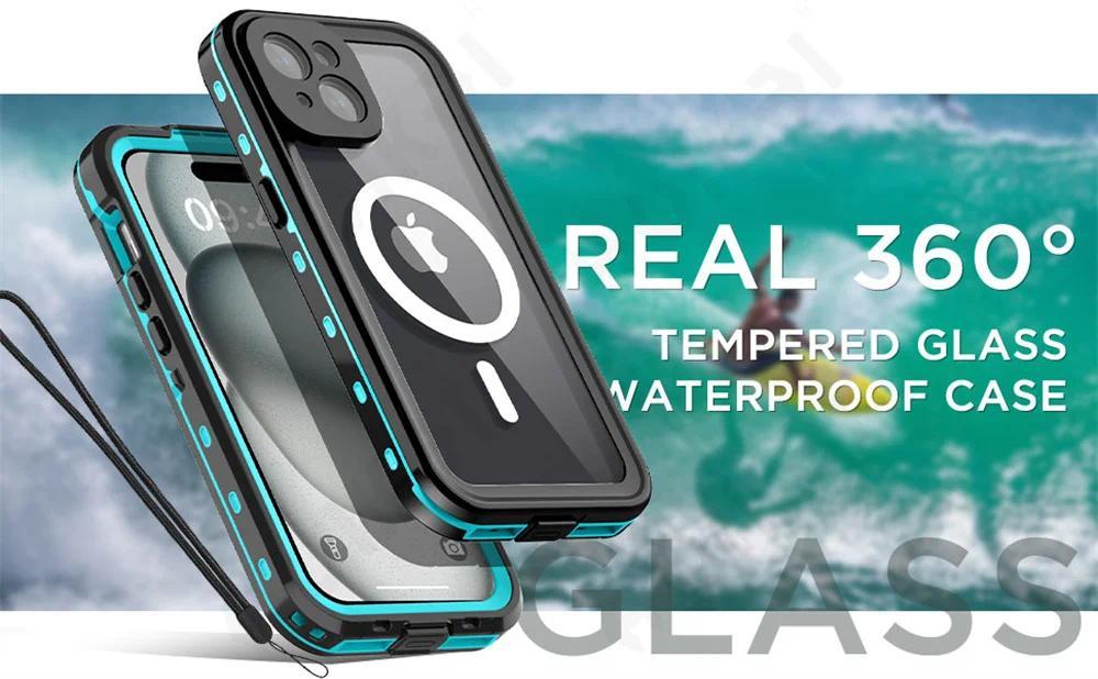 IP68 Waterproof Magnetic Case For iPhone 17 16 15 14 Pro Max Pro 13 Pro Max Protector Full Body Protective Dustproof Phone Case
