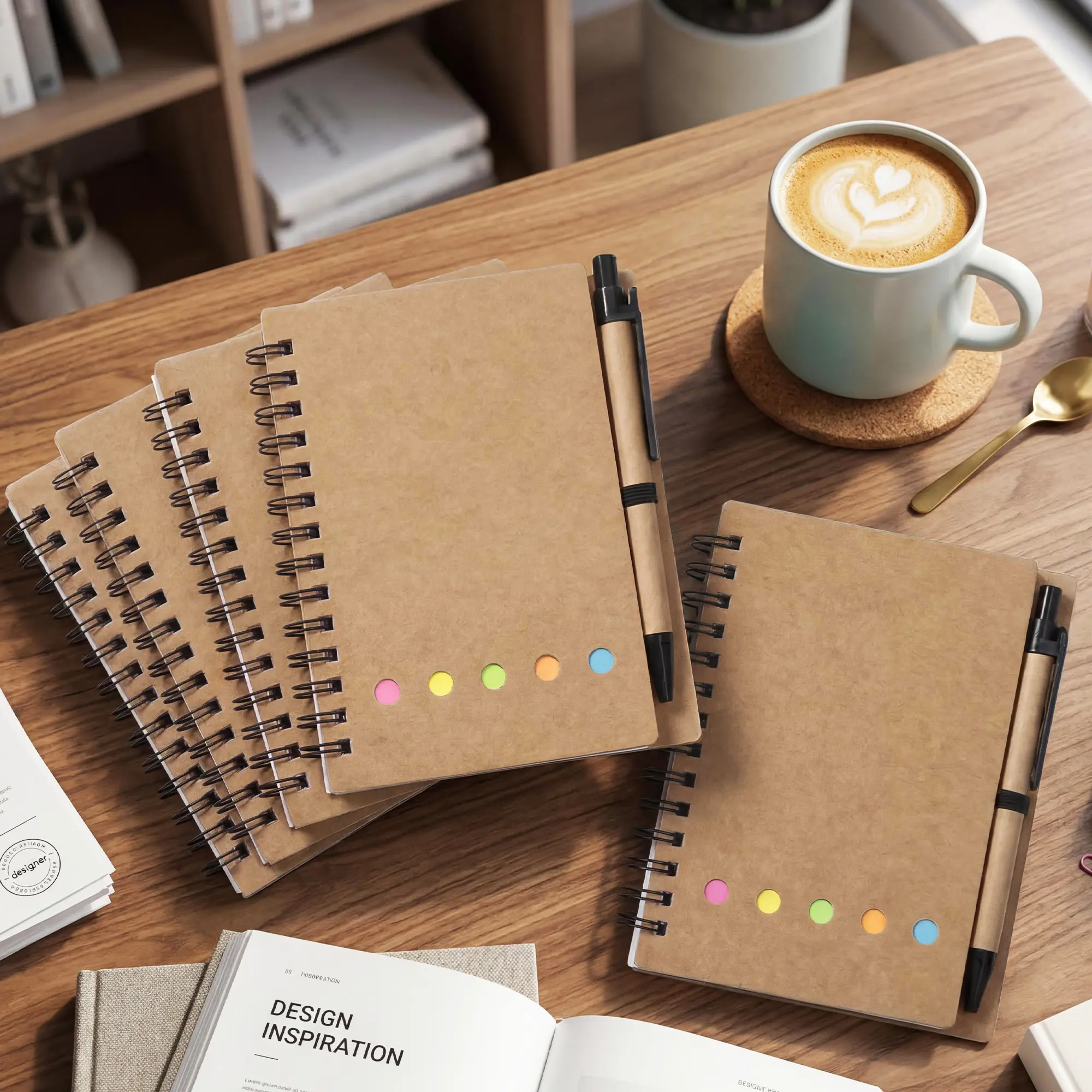 30PCS Spiral Notebook Set with Lined Paper - Portable Pocket Size - Includes 30 Free Eco-friendly Ballpoint Pens, Sticky Notes, 5-Color Bookmarks - Durable Paper Cover with Elastic Band