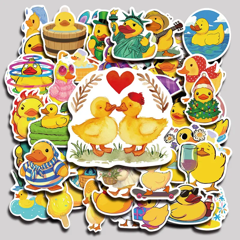50PCS Little yellow duck Aesthetic Vinyl Stickers Pack for Laptop Water Bottle Phone Case Skateboard Journal Scrapbook DIY Decoration
