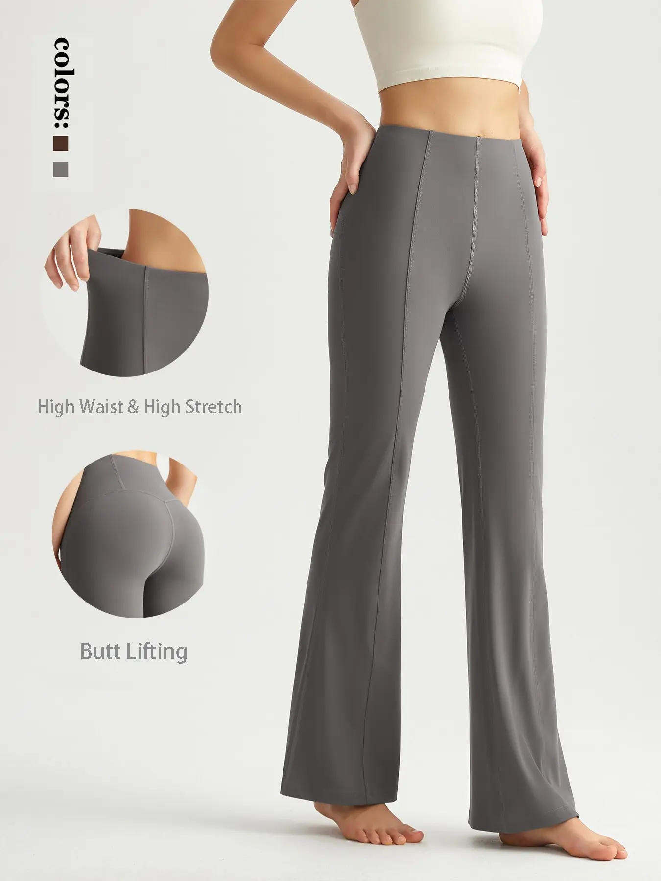 Women's High Waist Flare Leg Pants, Slim-Fitting Sporty Long Pants, Comfortable Breathable Yoga Gym Training Running Hiking Golf Tennis Clothes
