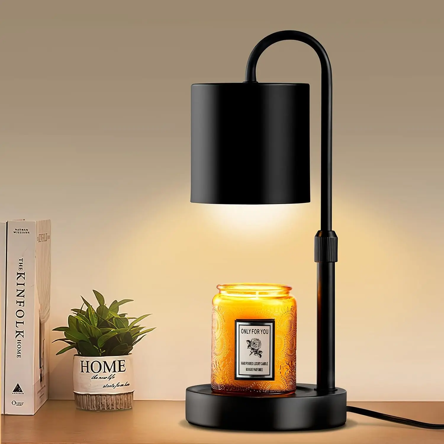 Dimmable Candle Warmer Lamp with Timer, Height Adjustable Electric Candle Wax Warmer, Christmas Birthday Gifts for Women Mom, House Warming Gifts   Room Decor, Black Solid  Base