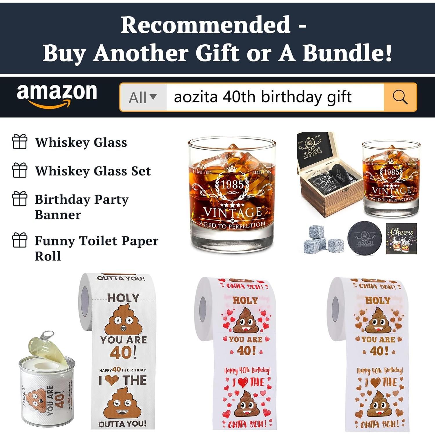 40th Birthday Gifts for Women, Men, Her, Him - Happy Prank Toilet Paper - 40th Birthday Decorations, Party Supplies Favors - 40  Funny Gag  Ideas, Novelty Bday Present for Friends, Family