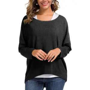 Oversized Baggy Tops Loose Fitting Pullover Casual Blouse Sweater Batwing Sleeve