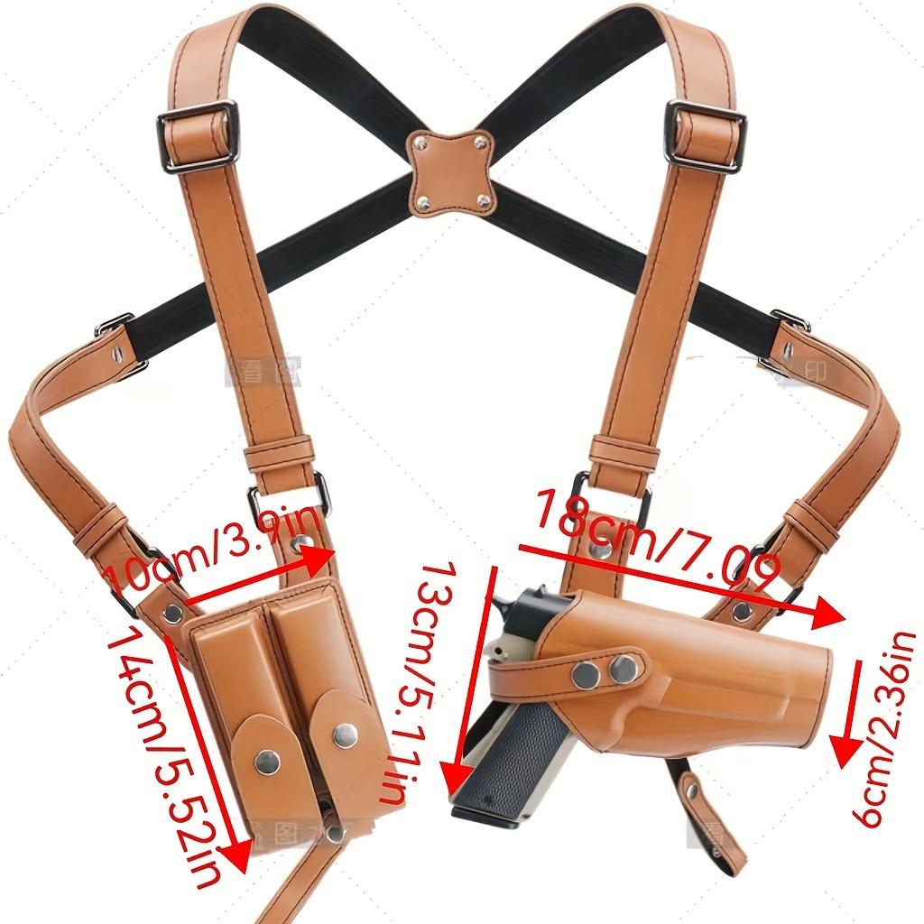 Universal Vertical Shoulder Strap Gun Holster, Suitable for Concealed Carry, with Dual Magazine Pockets - Fits Most Handguns