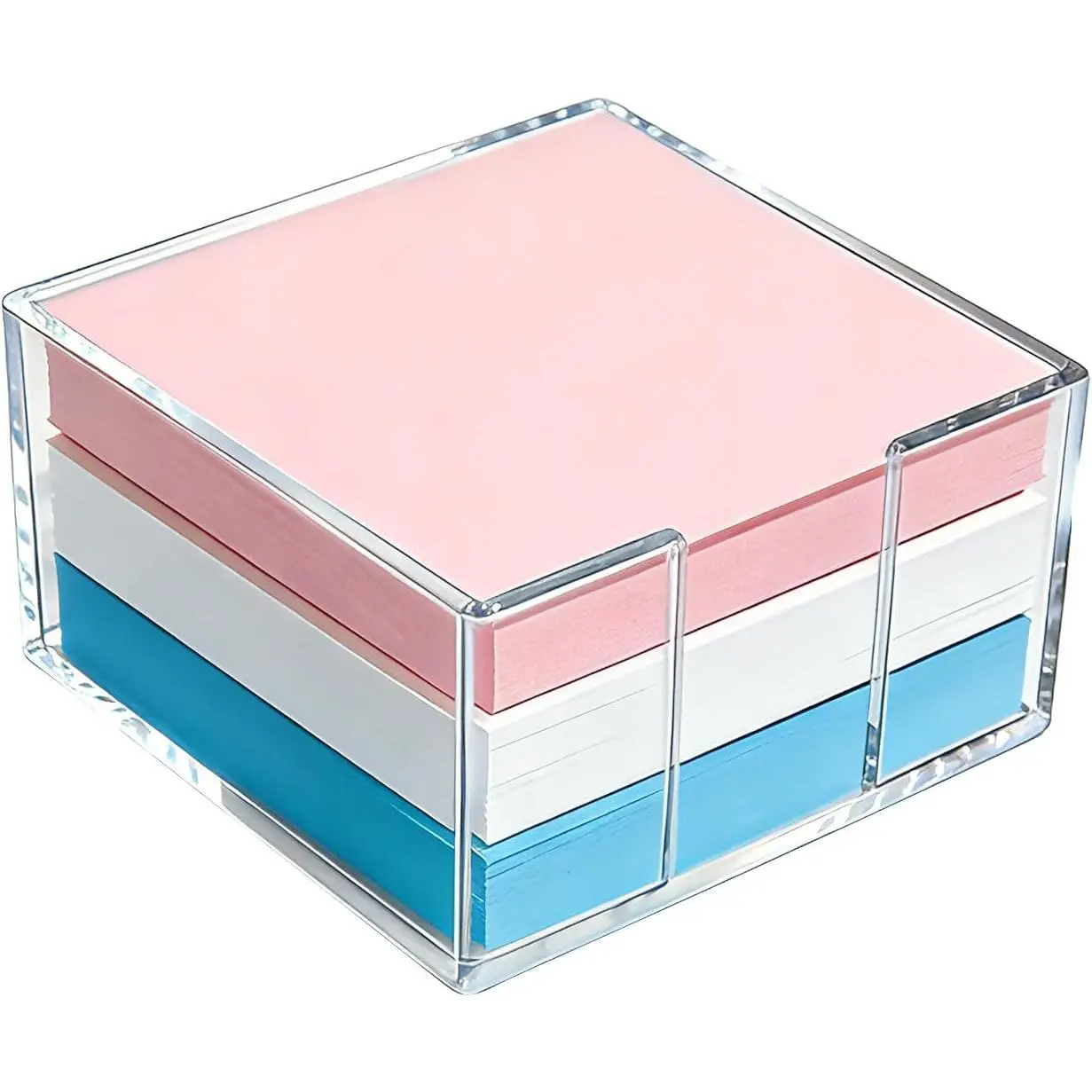 Acrylic Sticky Note Holder, 3x3 Inch Crystal Clear Sticky Note Dispenser for Desk, Office, Home, Dorm Room – Aesthetic Desk Accessory for Computer Screen, Classroom and School Supplies