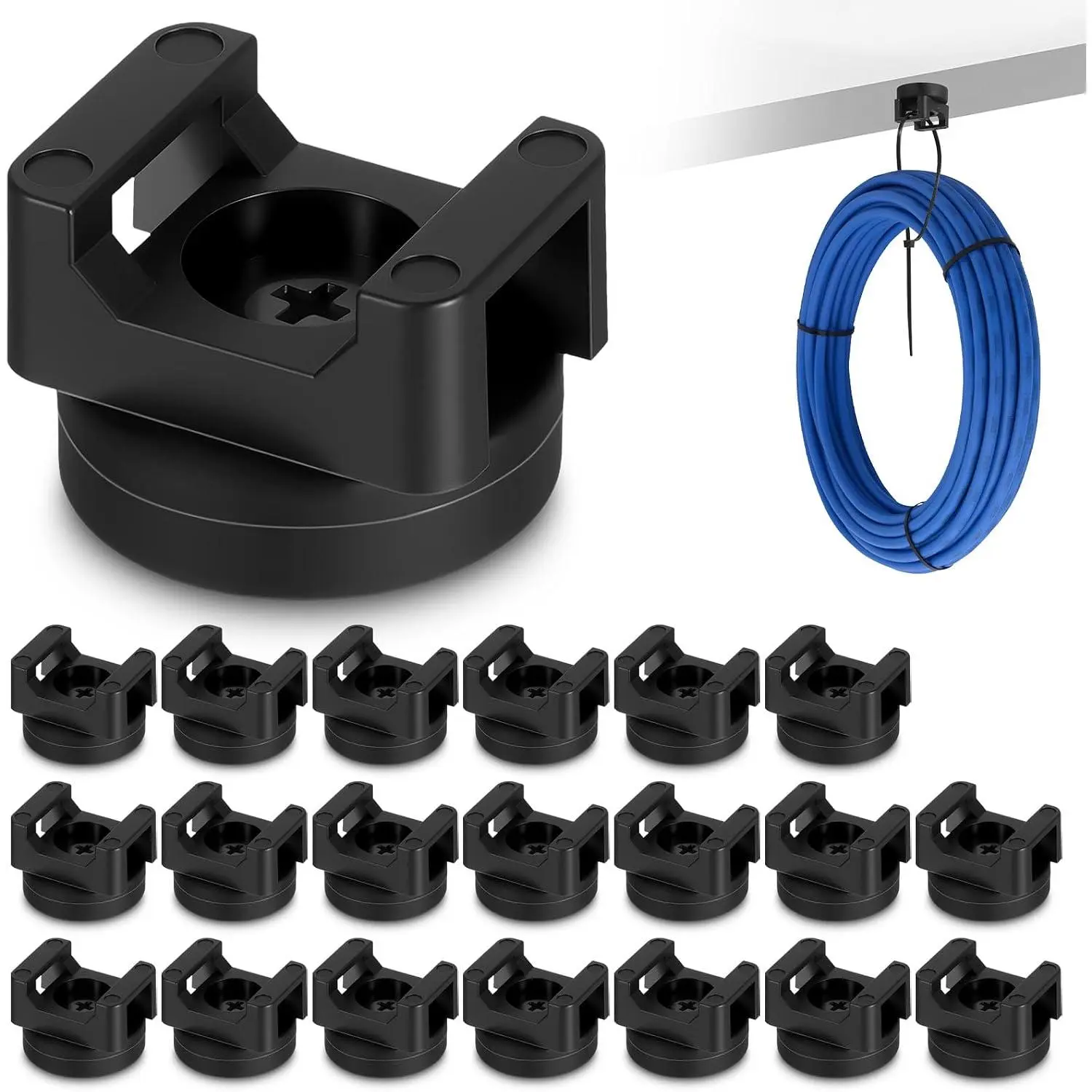 20 count  Zip Tie Mount Base, Black   Clip, Multipurpose  Ties Management Base Electrical Supplies for Wire Cables Management Bases (22 mm)
