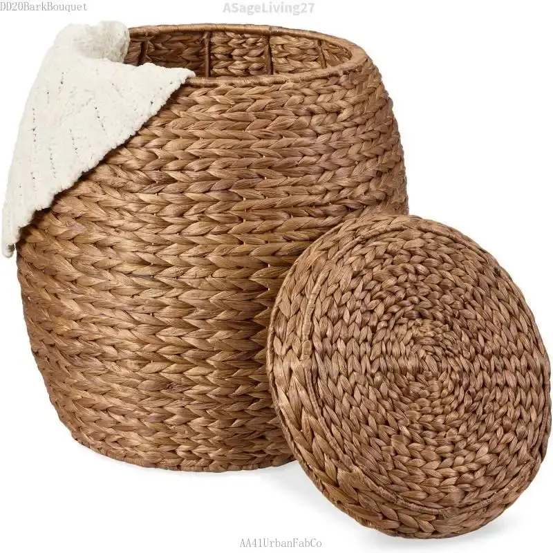 Best Choice Products Vintage Hyacinth Storage Organizer Tote Basket with Lid Natural Non-Woven Multipurpose OrganizerVelvet Bloom15ASageLiving27DD20BarkBouquet AA41UrbanFabCo