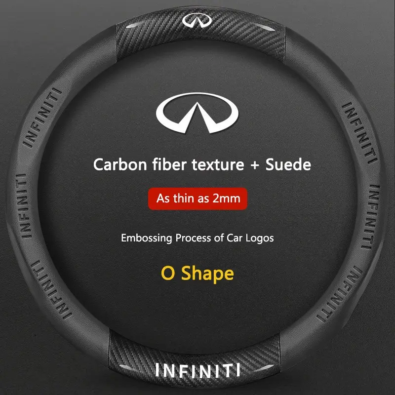 Car Anti Slip Carbon Fiber Leather Steering Wheel Cover For Infiniti FX35 Q50 Q30 ESQ QX50 QX60 QX70 EX JX35 G35 Styling Accessories