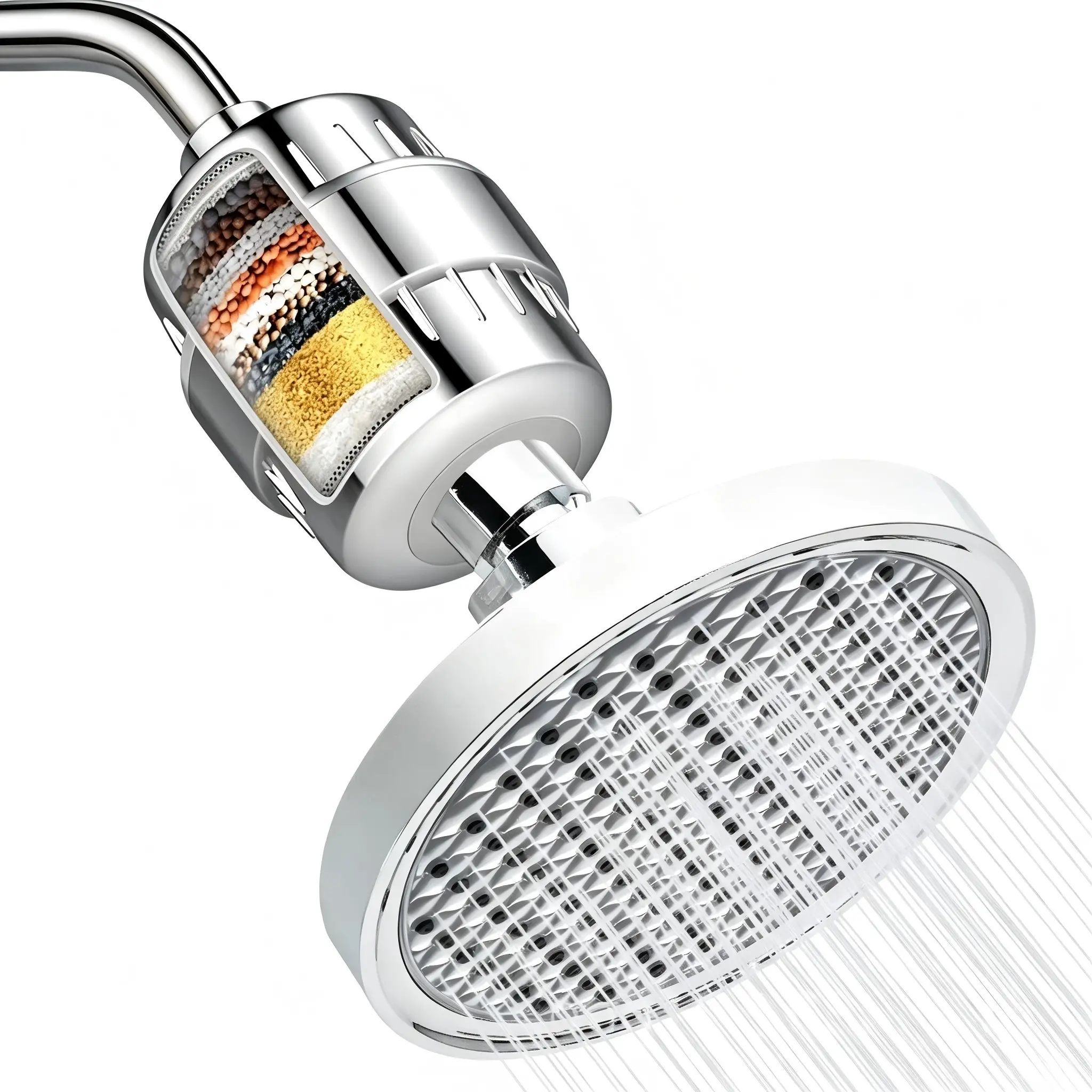 15-Stage Filtration Shower Filter & High Pressure Shower Head Combo, Hard Water Softener, Removes Chlorine, Skin & Hair Care