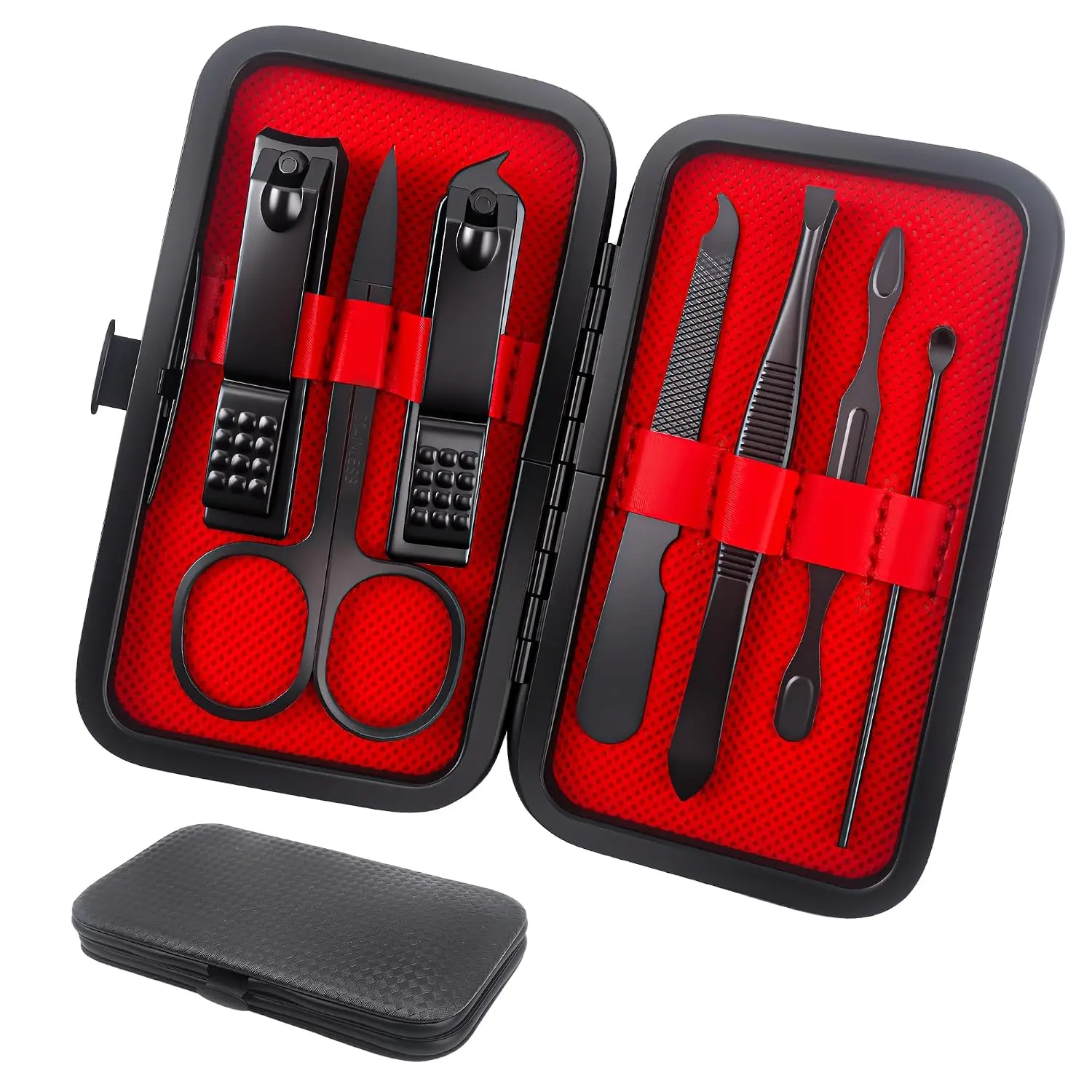 Manicure Set Stocking Stuffers for Men, Stocking Stuffers for Teens Manicure Kit  Clippers Kit  Kit Pedicure Care Tool Gifts for Men Dad Christmas Birthday Gifts for Teen Boys Father Black
