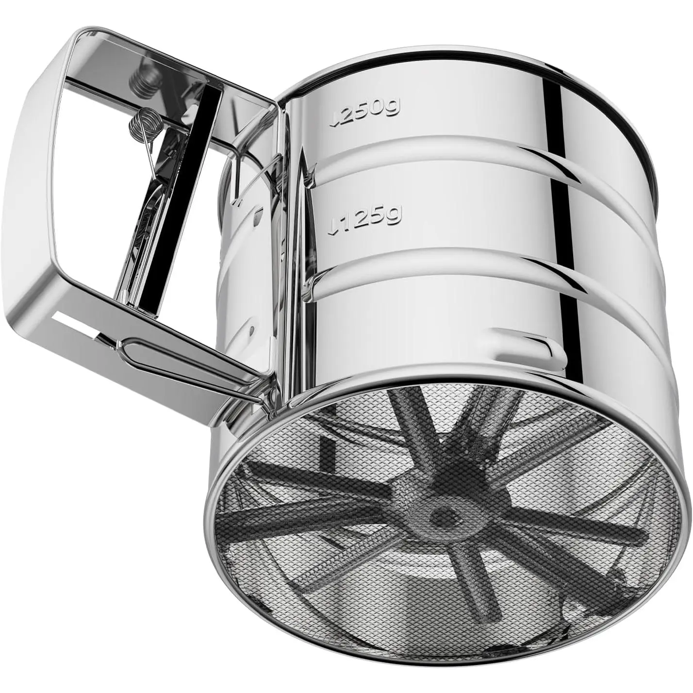 Flour Sifter 3 Cup for Baking, Crank Sifter with Professional Fine Mesh Baking Sifter Flour,  Hand Press Stainless Steel Flower Sifter, Excellent Flour Sieve Baker Dusting for Quick Sifting