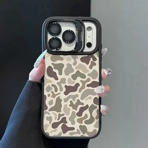 Camo Pattern Phone Case, Trendy Magnetic Shockproof Camera Ring Stand Heavy Duty Clear Phone Case Compatible With iPhone 17 16 15 14 Plus 13 Pro 12 11 ProMax 17Air 17 ProMax & Samsung S26 S25 Ultra, Camera Lens Protector Phone Accessory