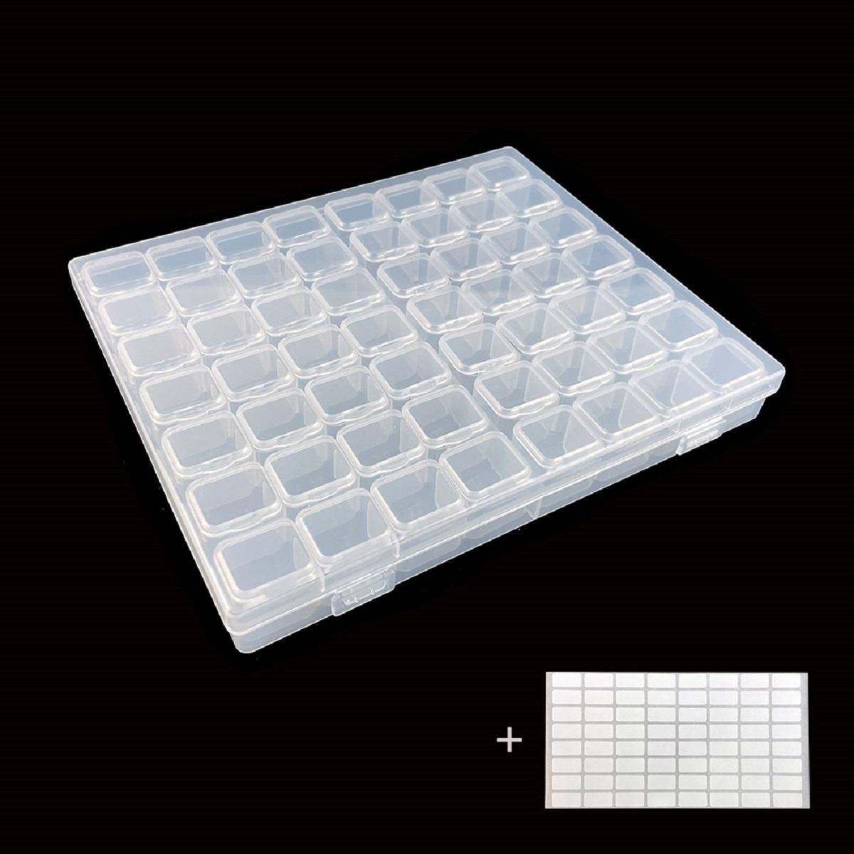 Clear Plastic Organizer Box, 1 Set 56 Grids Diamond Art Painting Storage Box, Jewelry Storage Container with Dividers, Earrings Seeds Craft Organizer, Divided Compartments, Durable Lightweight Organizer