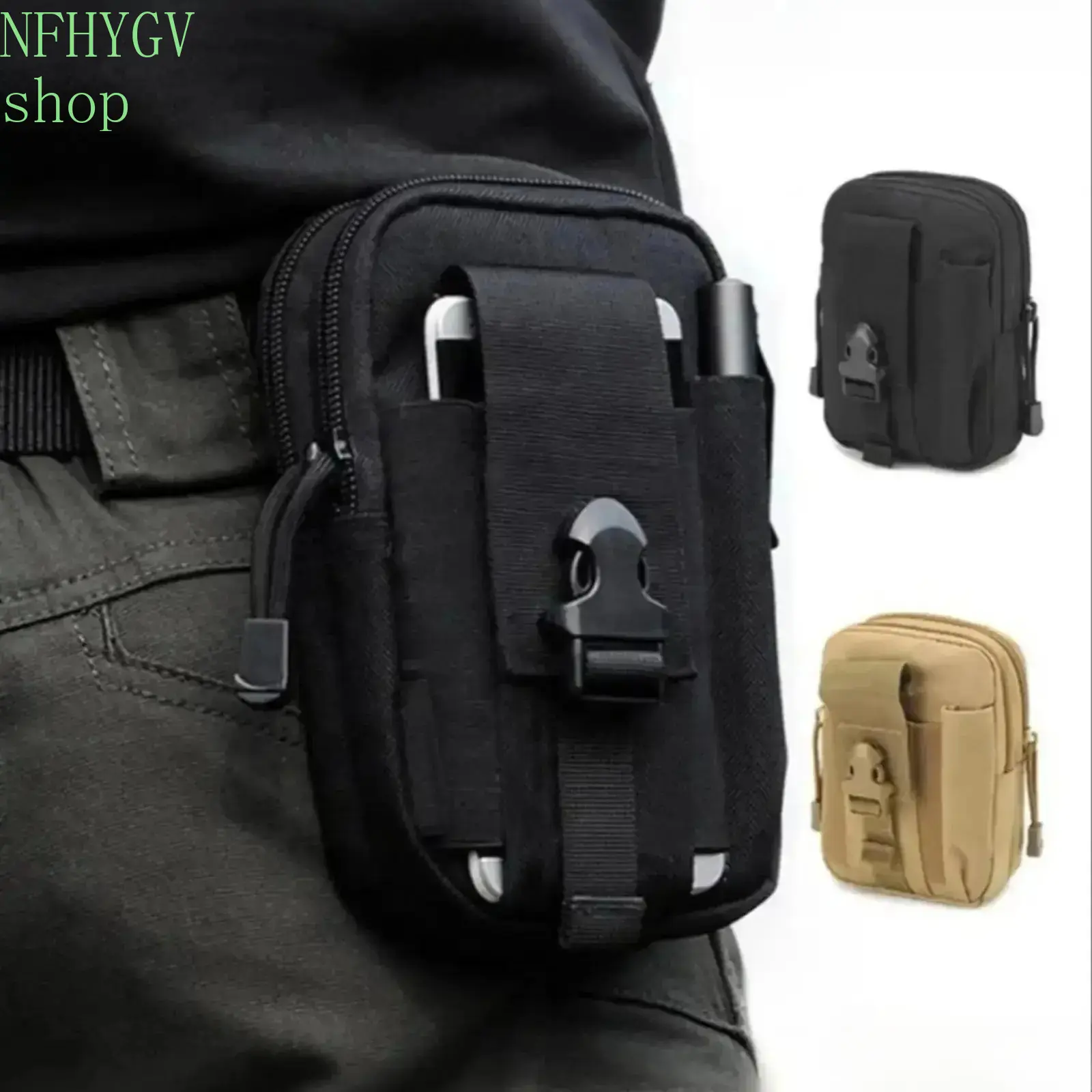 Outdoor Tactical Waist Bag, MOLLE Compatible 6‑Inch Money And Phone Holder, Hands‑Free Multi‑Compartments Sports Fanny Pack For Hiking, Camping, Running, Cycling, Travel And Daily Use