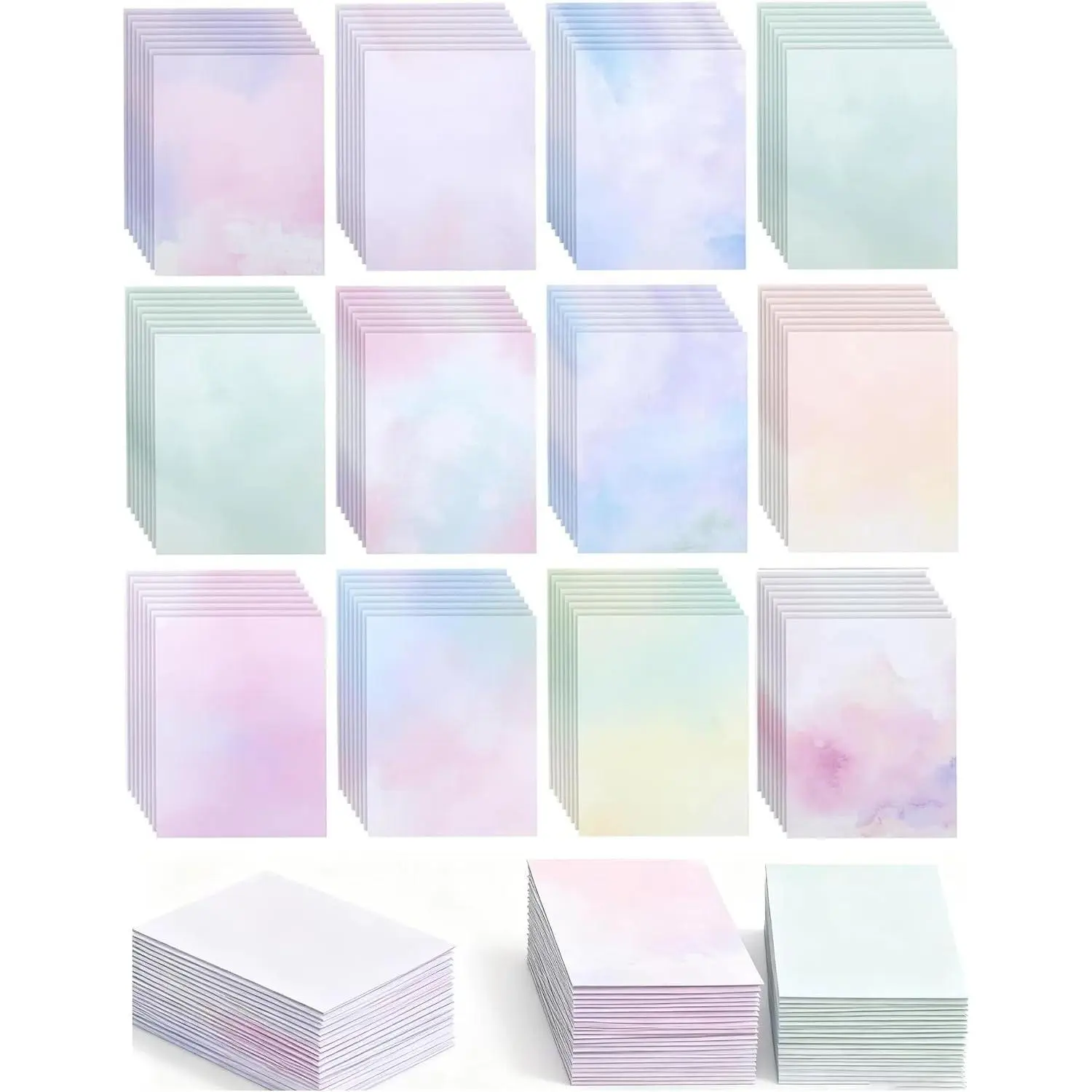 Modern 96-Sheet Double-Sided Scrapbook Paper Set, 8.5x11in Pastel Watercolor Decorative Cardstock - Colorful Crafting Paper for Scrapbooking, Letter Writing